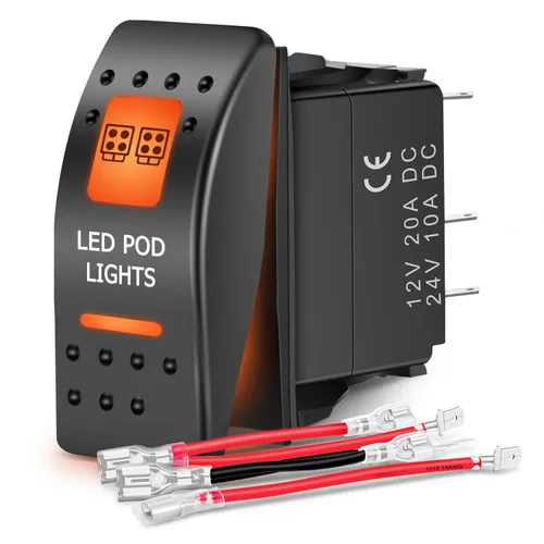 Vista 11 de Nilight - Interruptor basculante de luces de respaldo para UTV, encendido/apagado, interruptor de barra de luz LED de 5 pines SPST