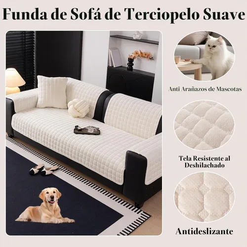 Vista 2 de Fundas de Terciopelo para Sofá, Fundas de Sofá Lavables Seccionales, Fundas Pequeñas Antideslizantes para Sofá para Reposabrazos y Respaldo