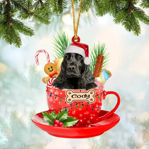 Vista 102 de NAZENTI Adorno personalizado de Alaskan Malamute en taza roja, adorno de Navidad personalizado para perros amantes de las mascotas, colgante