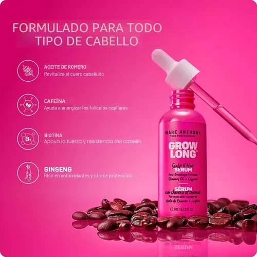 Vista 5 de Marc Anthony Grow Long Scalp & Hair Serum - Fórmula Anti-Rotura Nutre, Fortalece e Hidrata el Cuero Cabelludo y los Folículos Capilares - Brillo