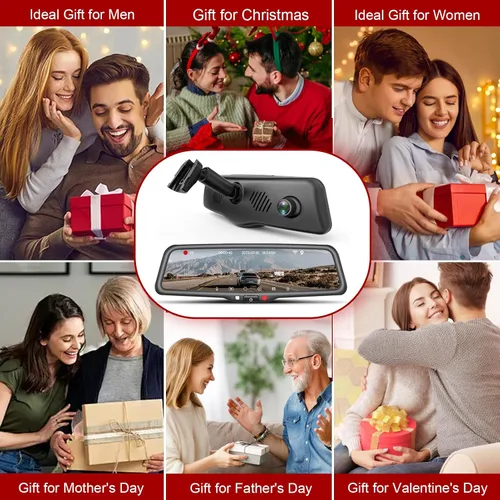 Vista 5 de KBD Cámara de espejo retrovisor OEM para automóvil con SD, frontal de 2K y trasera de 1080P de 9.66'' con cámara de respaldo, pantalla táctil