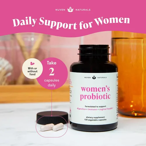 Vista 4 de Probiótico 3 en 1 para mujer, 60 porciones, 12 cepas únicas, prebióticos, D-manosa y arándano para la salud digestiva, salud vaginal y apoyo