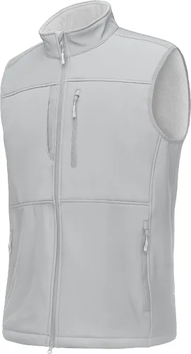 Vista 8 de Outdoor Ventures Chaleco de correr para hombre, ligero, resistente al viento, forro polar, softshell, sin mangas, para golf Verde militar