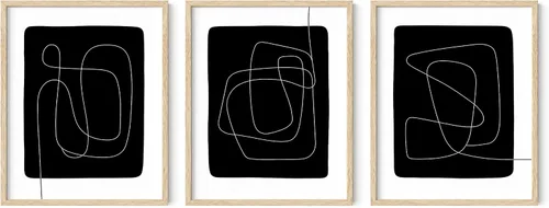 Vista 35 de HAUS AND HUES - Arte de póster Bauhaus - Juego de 3 arte de pared abstracto moderno, pósteres vintage e impresiones, arte de pared azul y amarillo