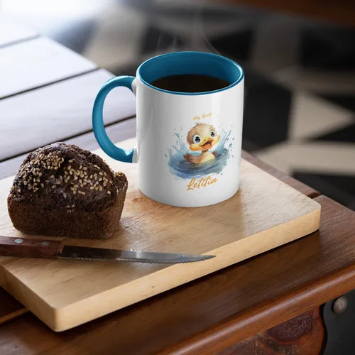 Vista 4 de Tazas de cerámica blancas de pato personalizadas de 11 o 15 onzas, taza de té Hey Pat, tazas de café con nombre personalizado, tazas de pato regalos