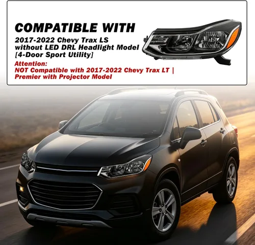 Vista 5 de SOCKIR Conjunto de faros delanteros Compatible con 2017-2022 Chevy TRAX sin DRL LED, no proyector, halógeno de reemplazo estilo OE, lámparas de No