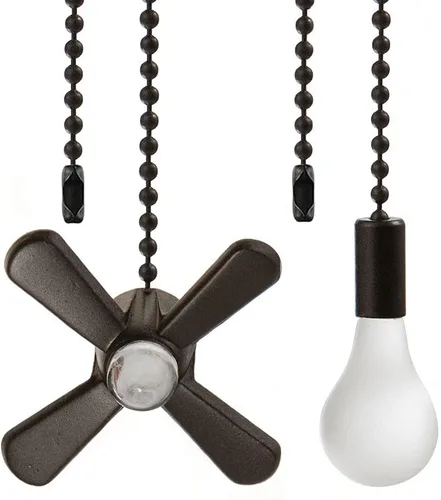 Vista 3 de 4 extensiones de adornos decorativos para ventilador de techo para tiradores de ventilador de 13.6 pulgadas y luz (plata y negro)