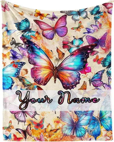 Vista 15 de Manta de mariposa de 40 x 30 pulgadas, franela con temática de mariposas lindas y coloridas, manta suave para siesta en el hogar, oficina