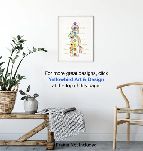 Vista 6 de Decoración de chakras del budismo zen, arte de pared Namaste de meditación espiritual, regalo para la nueva era, Buda, fanático del yoga, mujeres
