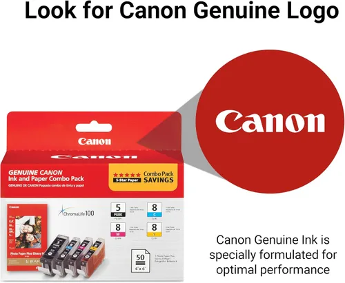 Vista 5 de Canon Tinta CMY PGI-5/CLI-8 con PP-201 (50 hojas) Paquete combinado (0628B027AA)