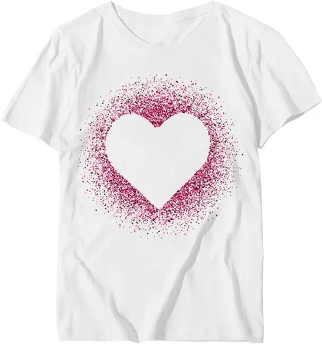 Vista 57 de Camisetas de manga corta con estampado de corazón para mujer, camisetas de ajuste regular, linda y divertida, ropa de regalo 2023