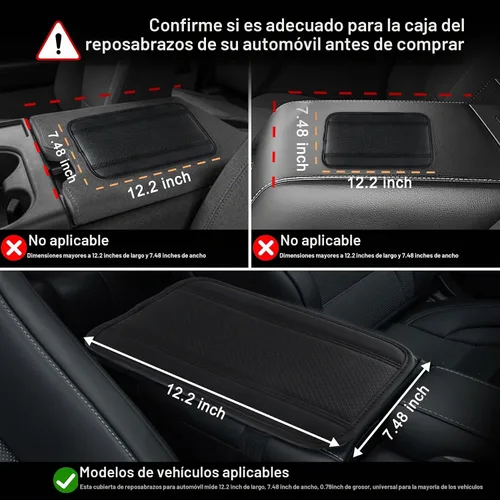 Vista 6 de Amiss - Funda para consola central automóvil, impermeable, ajuste universal, protector de reposabrazos de cuero sintético, accesorios