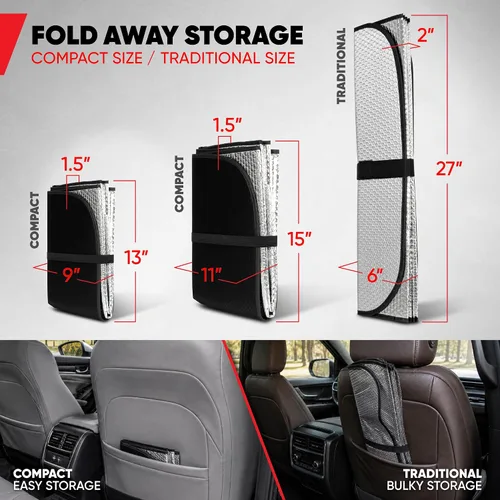 Vista 3 de MotorTrend - Parasol para parabrisas de acordeón para automóviles, diseño plegable compacto, ajuste semiuniversal para camiones y SUV, parasol
