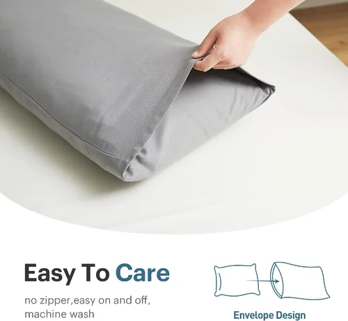 Vista 5 de Acanva Almohada de cuerpo para dormir de lado, extra suave, con funda gris, tamaño 20" x 60", color blanco