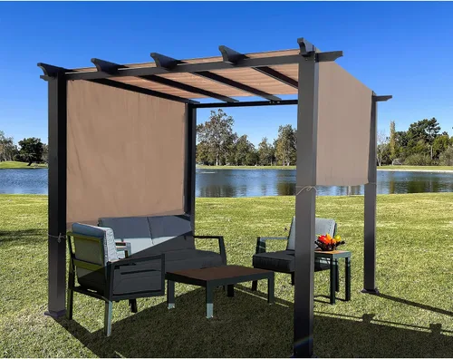 Vista 3 de Alion Home Toldo universal impermeable para pérgola – Toldo de repuesto para pérgola – Cubierta de sombra ajustable para exteriores con varillas