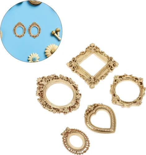 Vista 9 de 10pcs Vintage Gold Mini Picture Frames for DIY Tabletop Display