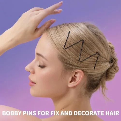 Vista 4 de Teenitor 100 alfileres negros Bobby, alfileres de pelo negros, horquillas para el cabello para mujeres y niñas de 2 pulgadas