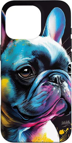 Vista 20 de French Bulldog Puppy Colorful Illustration Graphic Case for iPhone 17