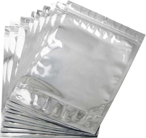 Vista 10 de Ellbest 100 bolsas de plástico resellables de aluminio Mylar de aluminio, bolsas de almacenamiento plateadas, bolsas de almacenamiento herméticas