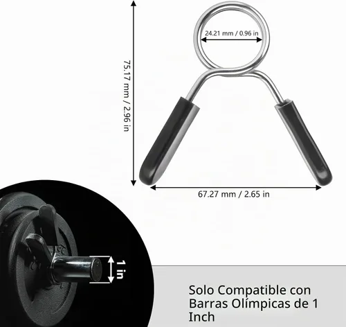 Vista 2 de AccEncyc Collares de clip de resorte de 1 pulgada, abrazaderas olímpicas para mancuernas, clips de barra de pesas para levantamiento de pesas