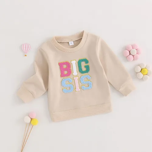 Vista 6 de Big Sister Little Sister Conjuntos a juego para bebé niña Burbuja Mameluco de manga larga camiseta sudadera para niños pequeños Ropa de otoño