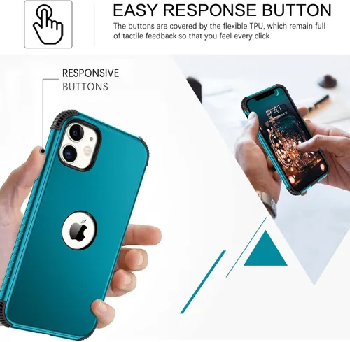 Vista 4 de BENTOBEN Funda para iPhone 11, funda para teléfono iPhone 11, resistente 2 en 1, protección completa rugosa a prueba de golpes, híbrida parachoques