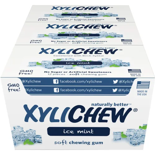 Vista 34 de Xylichew Goma de mascar 100% xilitol sin OMG, sin aspartamo, sin gluten y sin azúcar, cuidado bucal natural, alivia el mal aliento y la boca seca