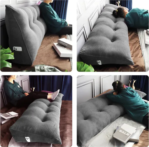 Vista 3 de WOWMAX - Almohada triangular para cabecero; almohada en forma de cuña para cabecero; almohada grande de refuerzo para cama, almohada
