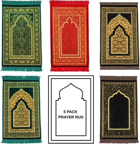 Vista 12 de Alfombra de oración – Alfombra turca Janamaz Sajada de felpa suave para hombres y mujeres, alfombrilla de oración lisa y sólida, regalo de Ramadán