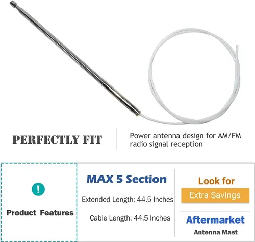 Vista 2 de Anina Reemplazo del mástil de antena de alimentación para Jaguar XJ6-XJ8-XJR-XK8 1993-2008 Mástil de antena de mercado de accesorios para recepción
