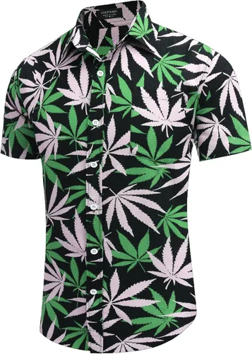 Vista 3 de COOFANDY Men's Linen Shirts Casual Button Down Short Sleeve Summer Beach Dress Shirt