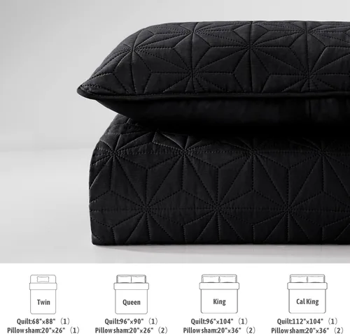 Vista 6 de Whale Flotilla - Juego de colcha para cama individual, color negro suave, para camas Twin XL, para todas las estaciones, 2 piezas: incluye 1 colcha