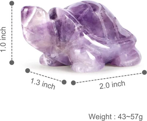 Vista 3 de Estatua de tortuga de cristal de amatista de 2 pulgadas, figuras de tortuga marina, tallado de tortuga, animales del océano, decoración