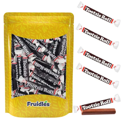 Vista 4 de Fruidles Tootsie, Rollo de caramelo de chocolate y masticable, lácteos certificados Kosher, sin gluten, sin maní, bolsa resellable (80
