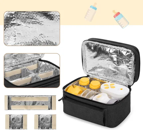 Vista 3 de BAFASO Bolsa para extractor de leche (compatible con bomba Medela en estilo) con una almohadilla impermeable para piezas de bomba de carga, funda