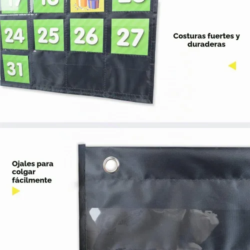 Vista 5 de EAMAY - Calendario mensual de bolsillo para aula con 71 tarjetas para el aprendizaje de niños para el hogar, suministros para la educación en casa