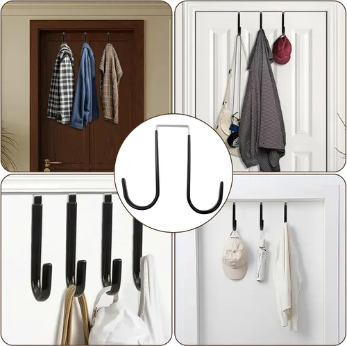 Vista 6 de Ganchos de doble cara sobre la puerta, paquete de 2 ganchos para toallas, abrigos, ganchos para colgar ropa, toallas, sombreros, bolsas, corona