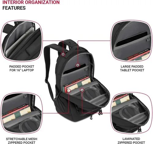 Vista 4 de SwissGear Shield Mochila para portátil, Negro