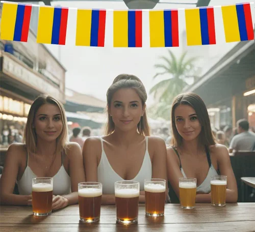 Vista 4 de Paquete de 2 banderines de bandera de Colombia, mini banderines colombianos para decoración de interiores y exteriores