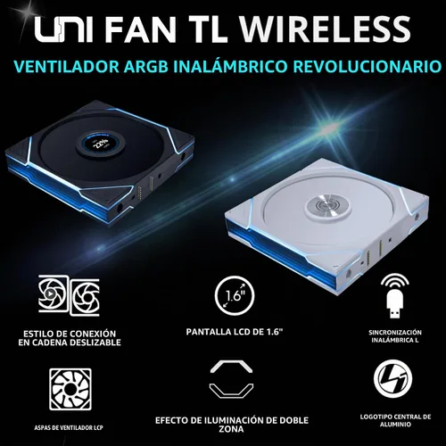 Vista 4 de Lian Li UNI Fan TL Ventilador inalámbrico 140 ARGB PWM, negro (14TL1W1B)