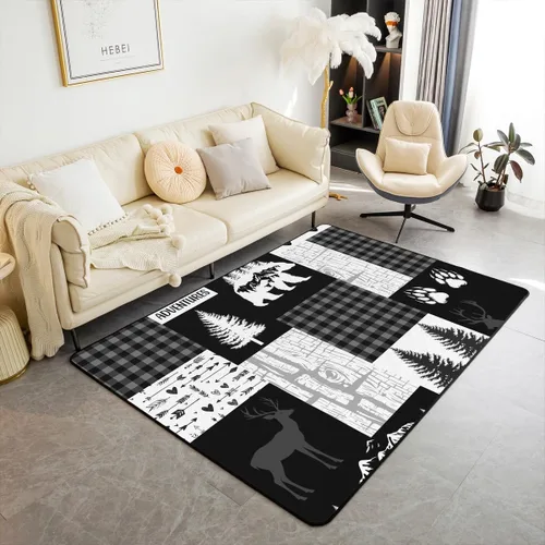 Vista 7 de Castle Fairy Bear Family - Alfombra antideslizante de 3 x 5 pies, diseño de animales salvajes, color negro, para niños, adolescentes y adultos