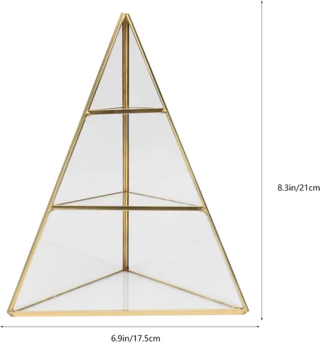 Vista 2 de Organizador de joyas de pirámide de cristal de 3 niveles, bandeja de exhibición de joyas con forma de cono triangular, estante de joyería