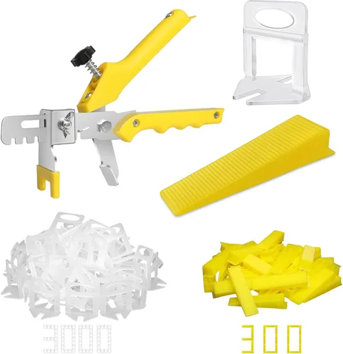 Vista 8 de DGSL Sistema de nivelación de azulejos con alicates para azulejos, 300 clips espaciadores de azulejos y 100 cuñas reutilizables, juego