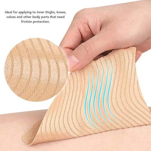 Vista 2 de Agatige 20 parches antifricción en los muslos, color de la piel en forma de V, protectores elásticos de rozaduras en los muslos, almohadillas