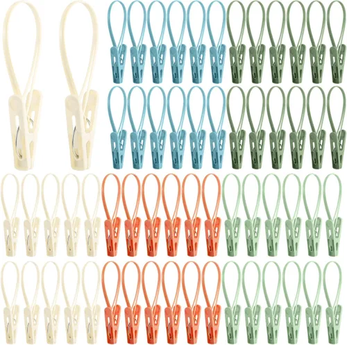 Vista 9 de Honeydak Paquete de 30 Ganchos Multiusos para Lavandería Clips Colgantes a Granel con Clips Colgadores de Cuerda de Plástico para Ropa de Bebé Blanco