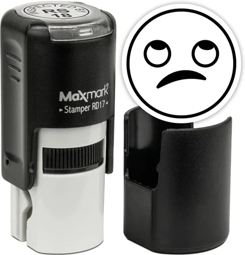 Vista 31 de MaxMark Sello de Emoji Autoentintado Redondo - Enojada - Tinta Negra