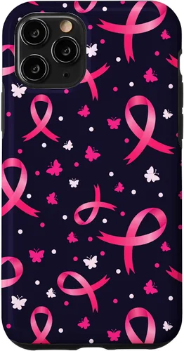 Vista 29 de Funda de soporte para iPhone 17 de mujeres de concientización sobre el cáncer de mama con patrón de cinta rosa