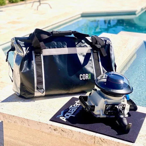 Vista 6 de Bolsa de lona impermeable de 60 litros extra grande Bolsa de lona seca resistente con correas de compresión duraderas y asas para surf, remo
