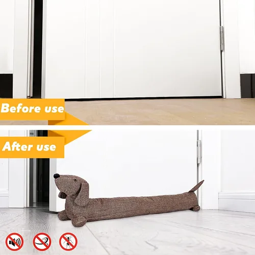 Vista 4 de Tapón de tela para perros para debajo de la puerta, 3 libras, bloqueador de corrientes de aire decorativo resistente a prueba de corrientes de aire