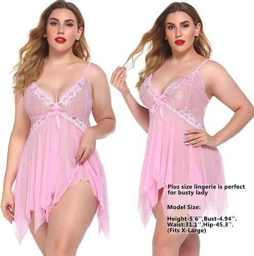 Vista 6 de Avidlove - Babydoll para mujer, prenda ajustada de encaje, ropa de dormir, prendas estilo Boudoir, ropa intima femenina disponible en tallas